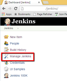 Manage Jenkins menu item Manage Jenkins menu item