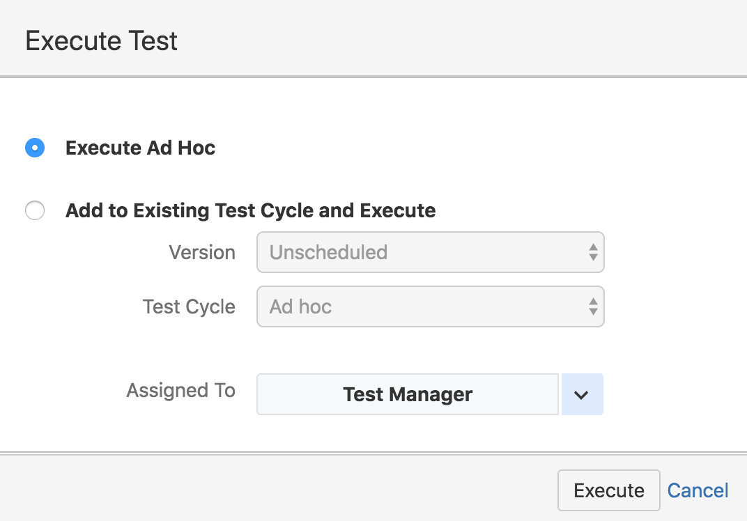 Execute ad-hoc option Execute ad-hoc option