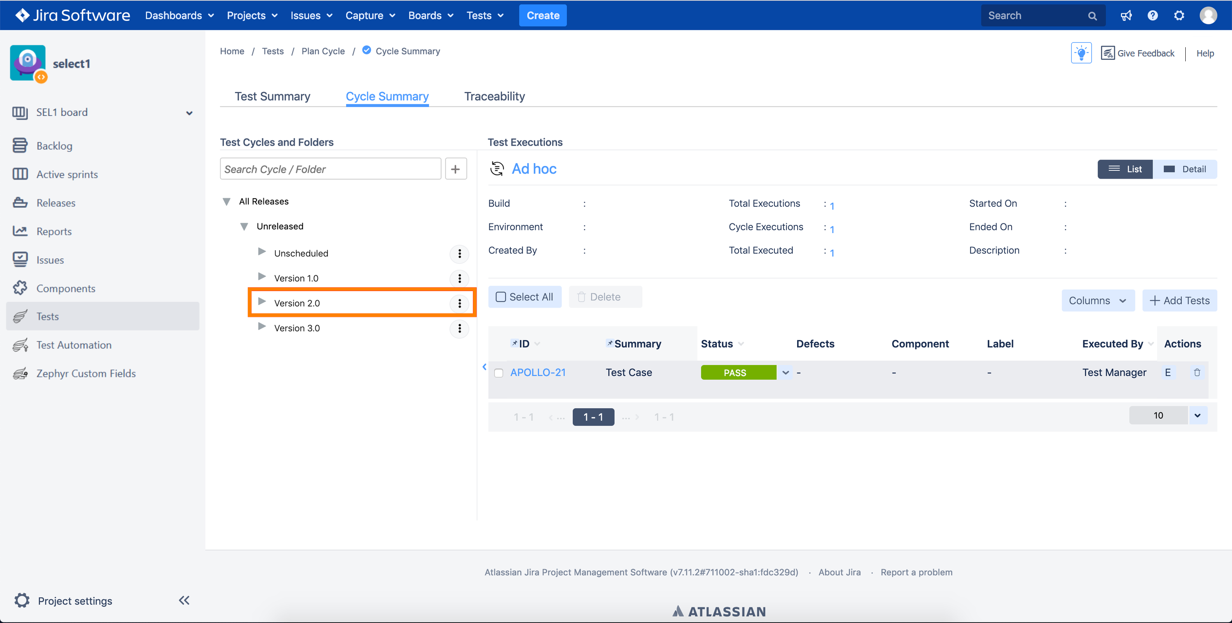 Cycle summary page with active releases Cycle summary page with active releases