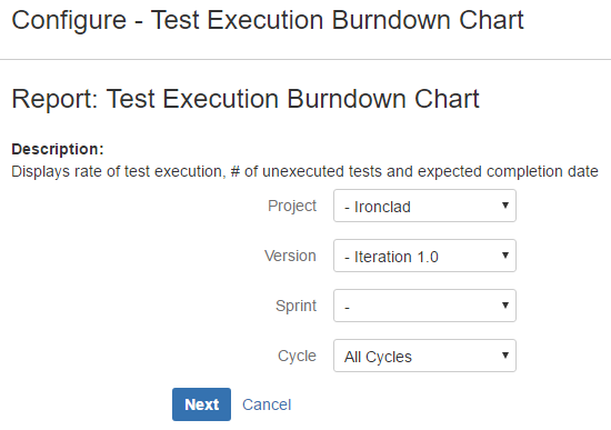 Configuring test execution burndown chart Configuring test execution burndown chart