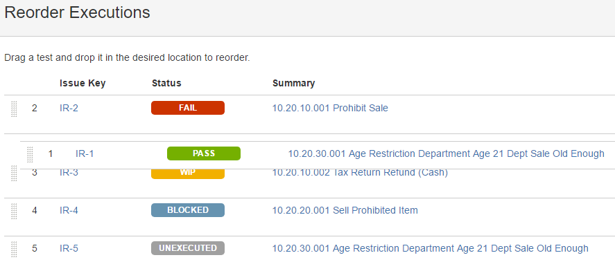 Reordering test executions Reordering test executions