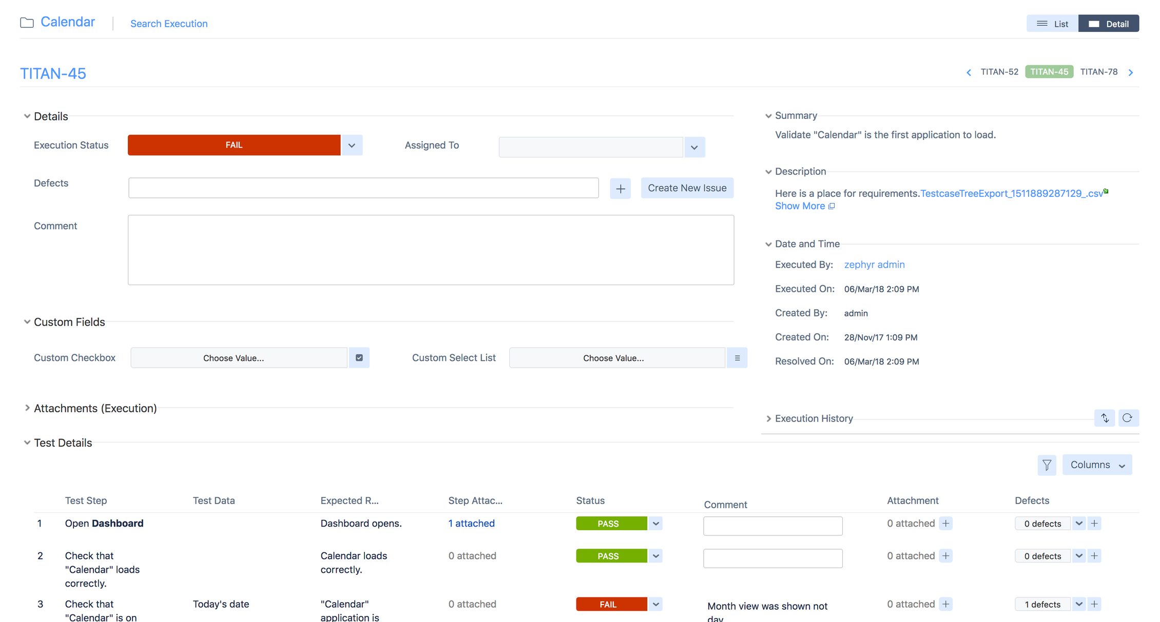 Test cycle execution page Test cycle execution page