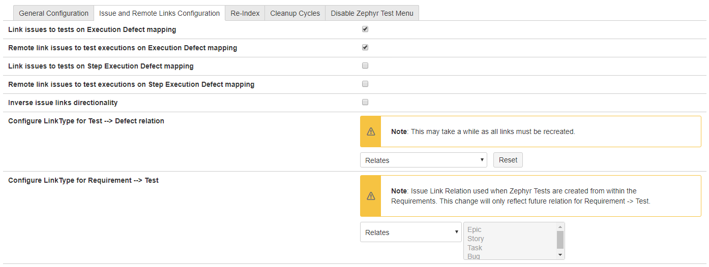 Issue and remote links configuration Issue and remote links configuration