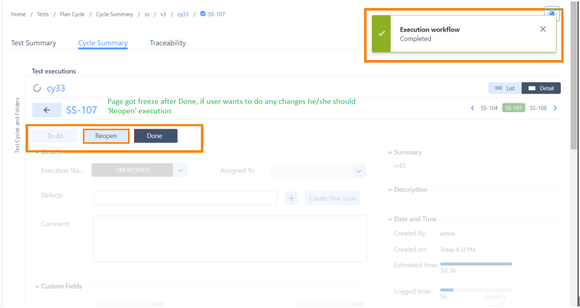 Reopen execution status Reopen execution status