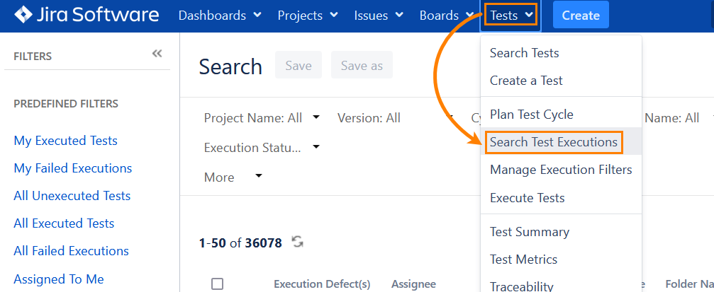 Search Test Executions Search Test Executions