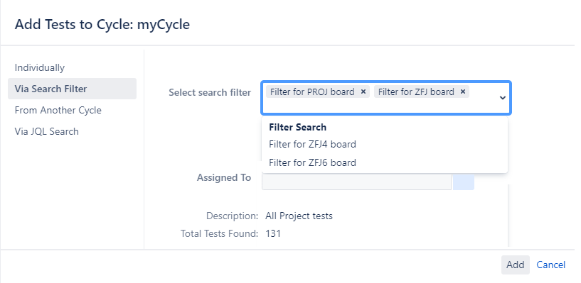Add tests via search filter Add tests via search filter