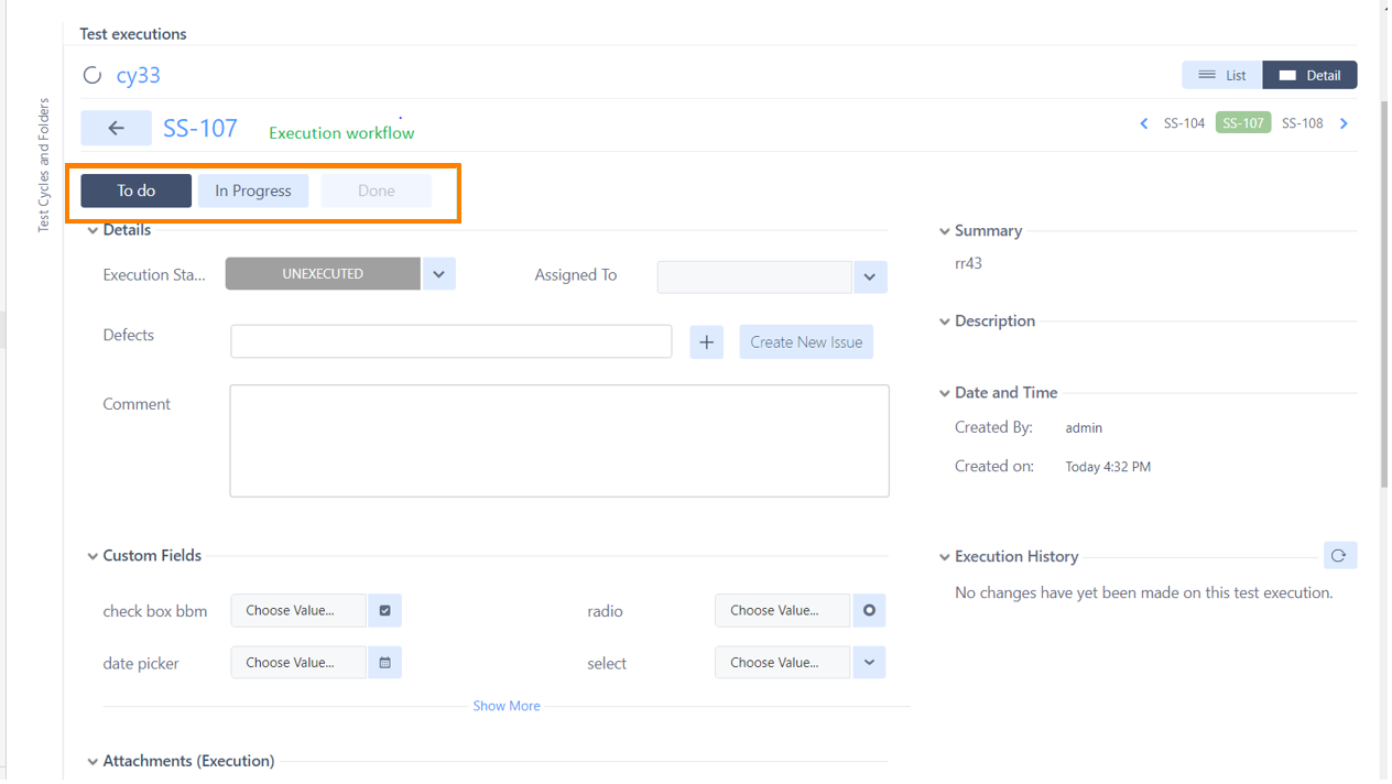 To-do execution status To-do execution status