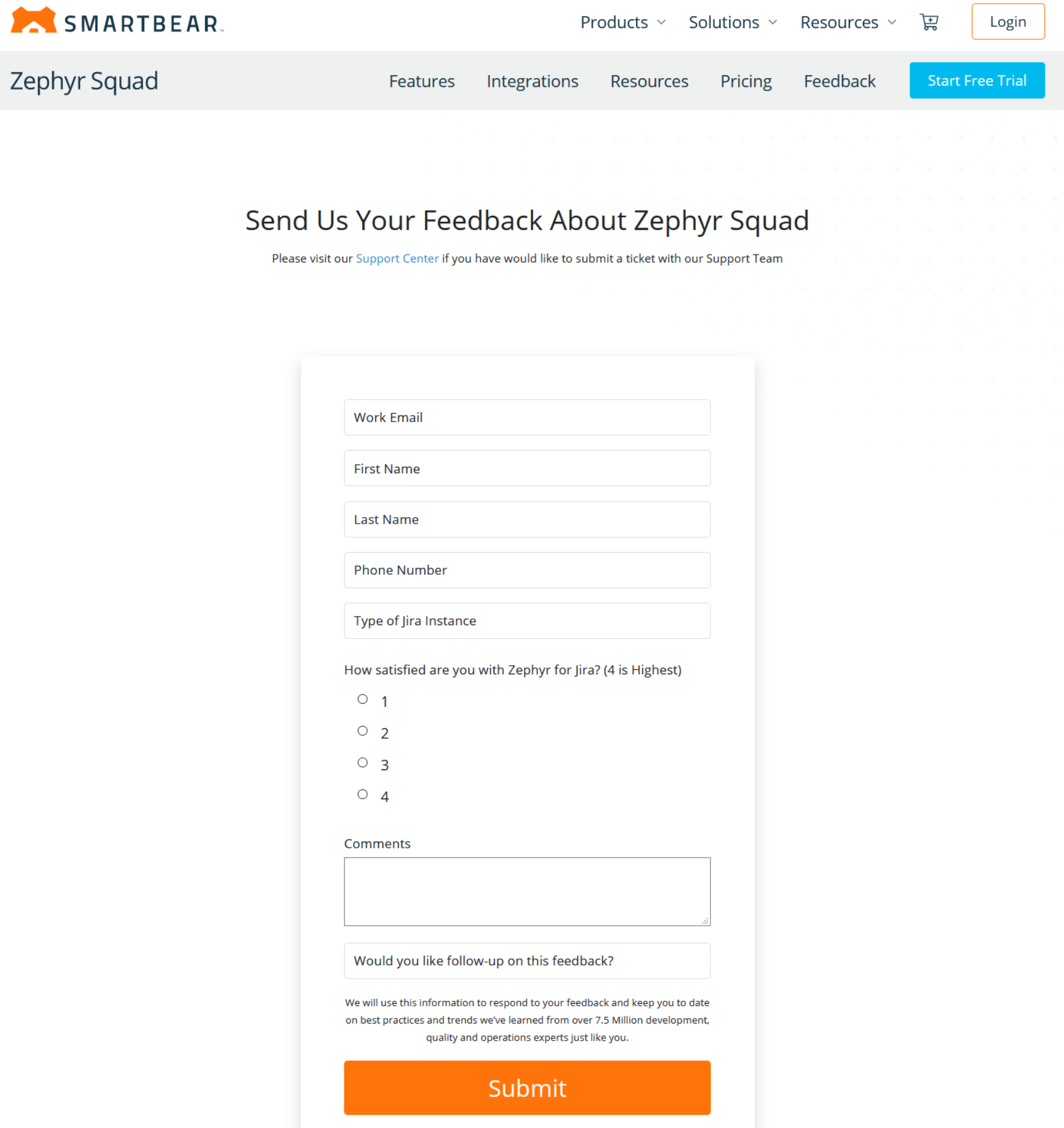 Feedback submit form Feedback submit form