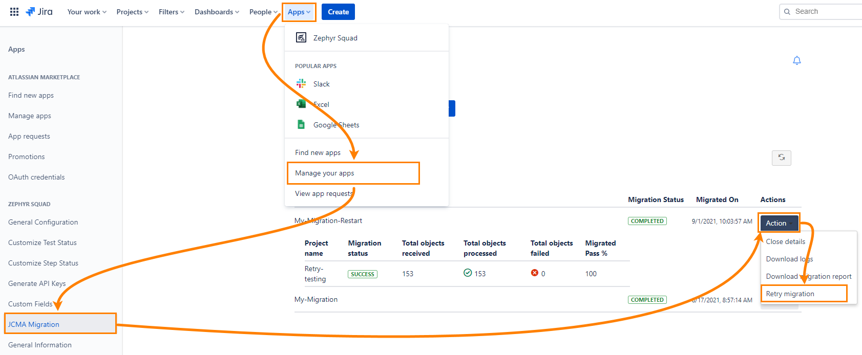 Retry item Retry item