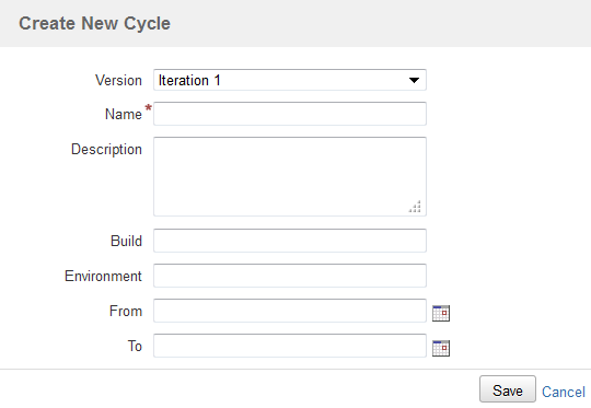 Create new cycle dialog Create new cycle dialog