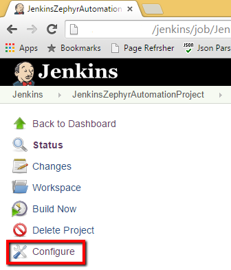 Configure menu item Configure menu item