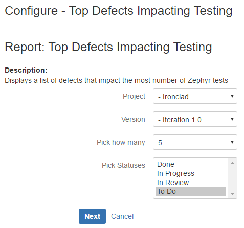Configuring top defects impacting testing report Configuring top defects impacting testing report