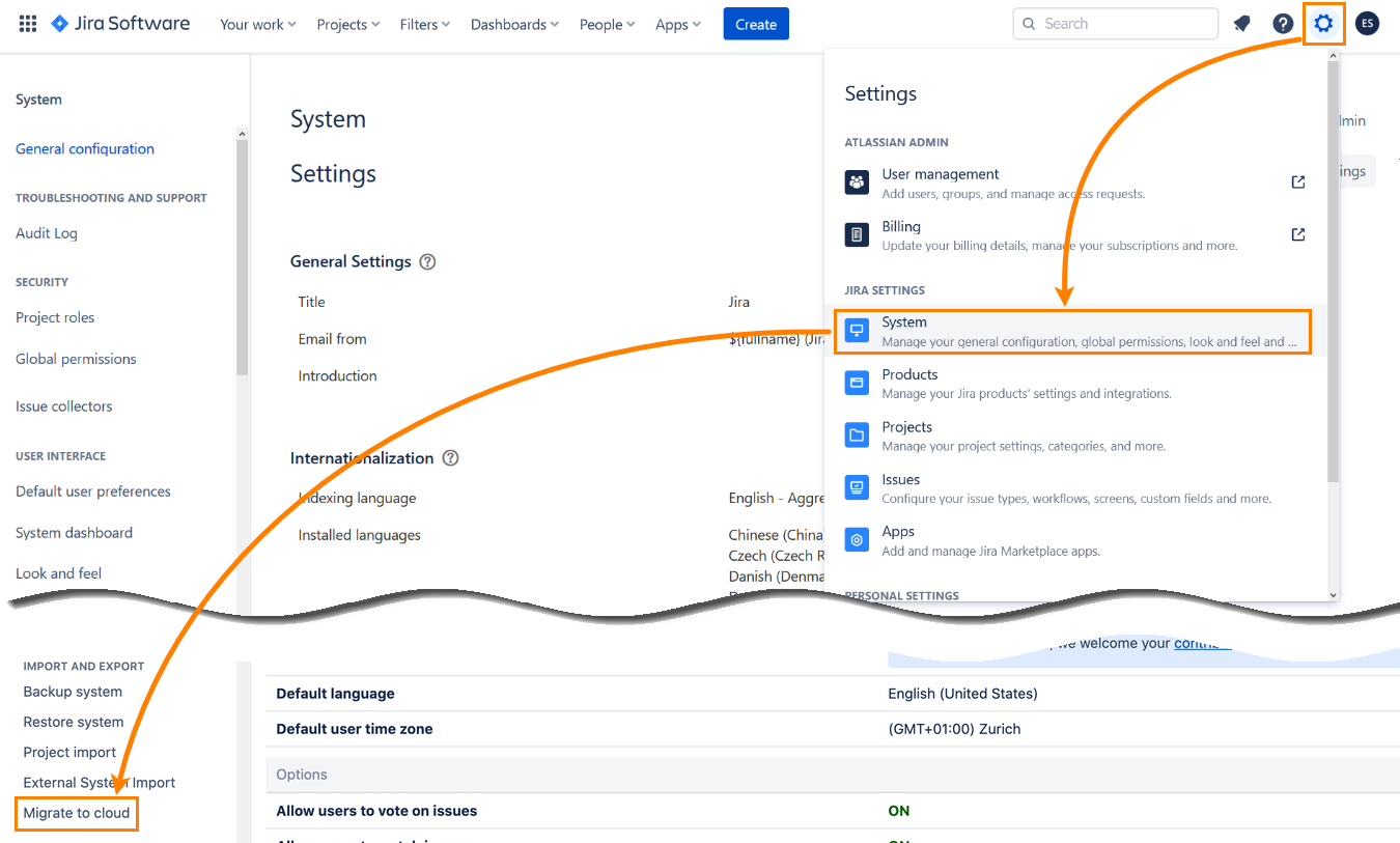 The Migrate to cloud button The Migrate to cloud button