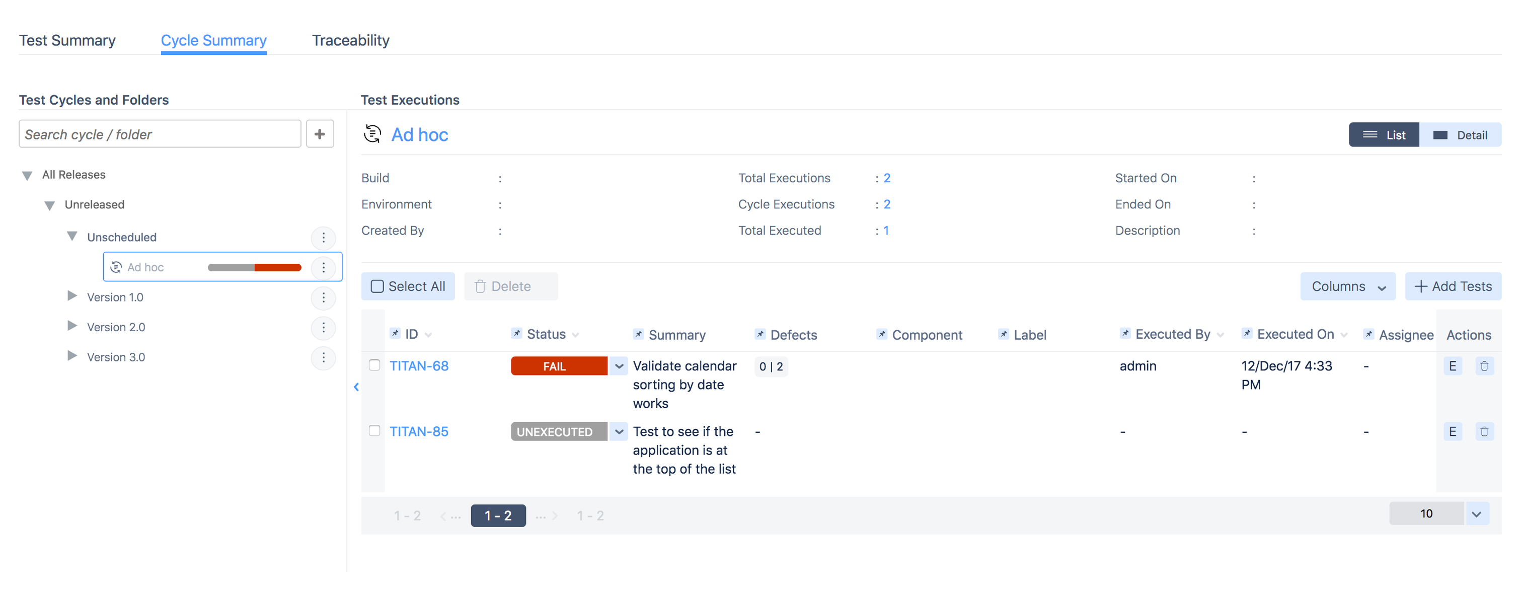 Results summary Results summary