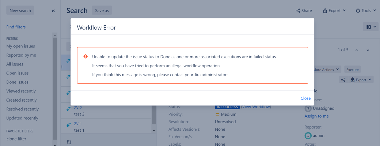 Issue Done status update error Issue Done status update error
