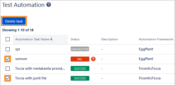 Delete task button Delete task button