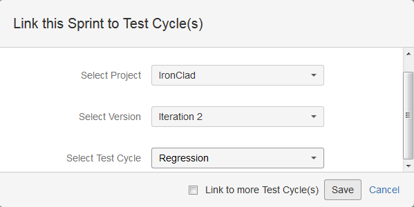 Link sprint to test cycle dialog Link sprint to test cycle dialog