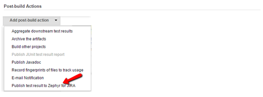 Publish test result to Zephyr option Publish test result to Zephyr option