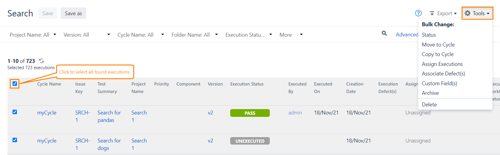 The Tools button The Tools button