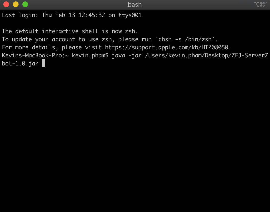 ZBot run command ZBot run command