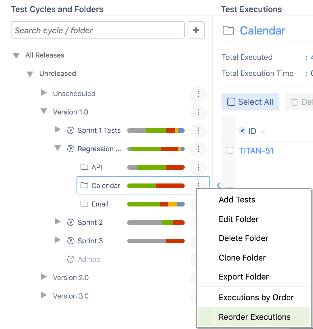 Reorder executions button Reorder executions button