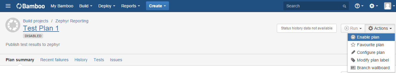 Actions menu Actions menu