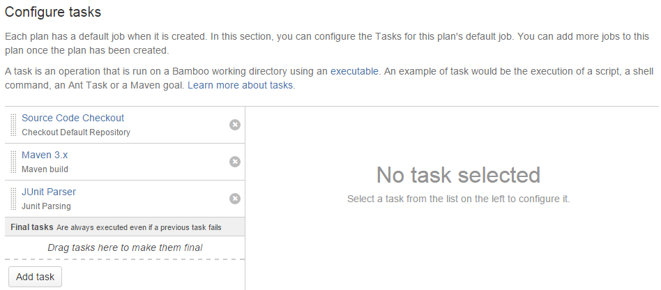 Configured task plan Configured task plan