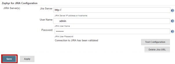 Saving Jira server configuration Saving Jira server configuration