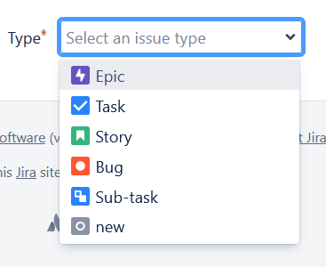 Issue type selector Issue type selector