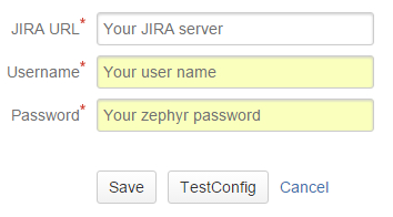 Jira server credentials fields Jira server credentials fields